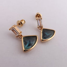 Load image into Gallery viewer, Blue &amp; Gold Faceted Drops with Faux Diamond Stud, Earrings
