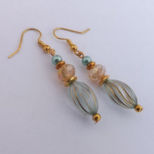 Load image into Gallery viewer, Blue &amp; Gold Handmade Bead Earrings
