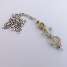 Load image into Gallery viewer, Blue &amp; Gold Handmade Bird Bead Pendant Necklace
