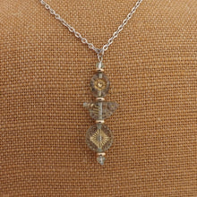 Load image into Gallery viewer, Blue &amp; Gold Handmade Bird Bead Pendant Necklace
