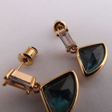 Load image into Gallery viewer, Blue &amp; Gold Faceted Drops with Faux Diamond Stud, Earrings
