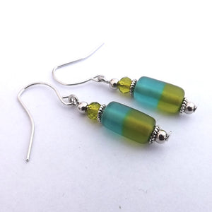 Blue & Green Handmade Glass Bead Earrings