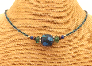 Blue & Green Koru Kathryn Design Handmade Bead necklace