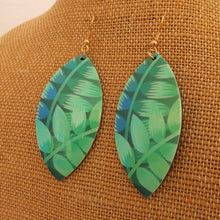 Load image into Gallery viewer, Blue &amp; Green Leaves Acrylic Drop Earrings
