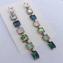 Load image into Gallery viewer, Multi Coloured, Gold Tone Rhinestone Chain Link Drop Earrings (multiple colour options)
