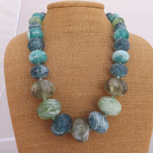 Load image into Gallery viewer, Blue, Green &amp; Grey Chunky Acrylic Bead Necklace
