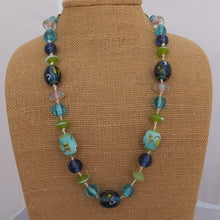 Load image into Gallery viewer, Blue, Green &amp; Purple Handmade Bead Necklace
