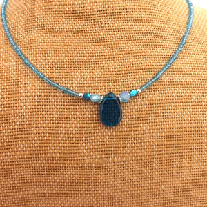 Blue Handmade Bead Necklace (Made in NZ)