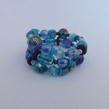 Load image into Gallery viewer, Blue Mix Small Handmade Memory wire Bead Bracelet
