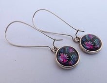 Load image into Gallery viewer, Blue &amp; Pink Dome Earrings on Long Kidney Hooks
