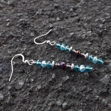 Load image into Gallery viewer, Blue &amp; Purple Crystal Cut Handmade Bead Earrings
