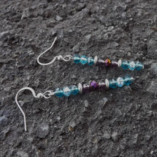 Load image into Gallery viewer, Blue &amp; Purple Crystal Cut Handmade Bead Earrings
