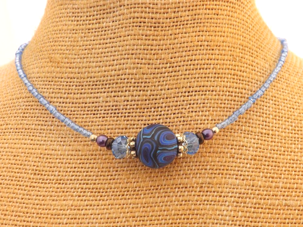 Blue & Purple Kathryn Design Handmade Bead necklace