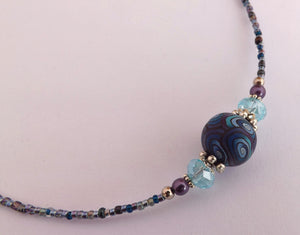 Blue & Purple Mixed Kathryn Design Bead Necklace