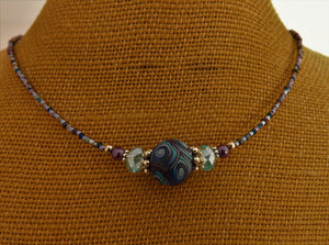 Blue & Purple Mixed Kathryn Design Bead Necklace