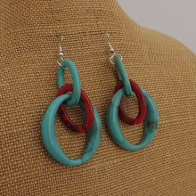 Load image into Gallery viewer, Blue &amp; Red Chunky Acrylic Drop Earrings

