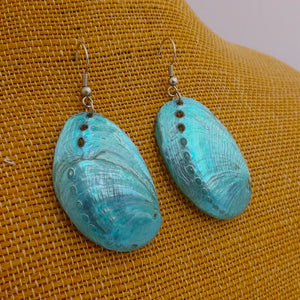 Blue Shell Dangle Earrings