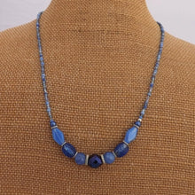 Load image into Gallery viewer, Blue &amp; Silver Handmade Bead Necklace

