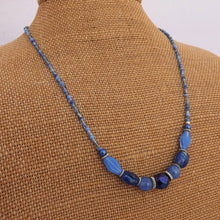 Load image into Gallery viewer, Blue &amp; Silver Handmade Bead Necklace
