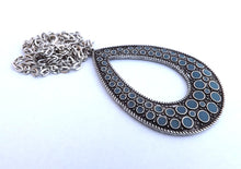 Load image into Gallery viewer, Blue &amp; Silver Teardrop Pendant Necklace
