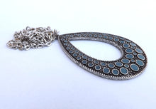 Load image into Gallery viewer, Blue &amp; Silver Teardrop Pendant Necklace
