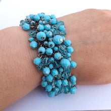 Load image into Gallery viewer, Blue &amp; Silver Tone Chain Link Mesh Bracelet
