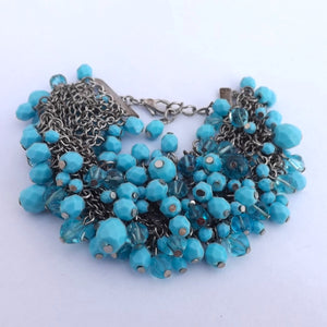 Blue & Silver Tone Chain Link Mesh Bracelet