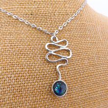 Load image into Gallery viewer, Blue &amp; Silver Tone Dichroic Pendant Necklace
