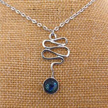 Load image into Gallery viewer, Blue &amp; Silver Tone Dichroic Pendant Necklace

