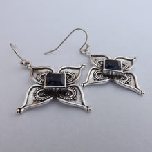 Load image into Gallery viewer, Blue &amp; Silver Tone Drop Earrings
