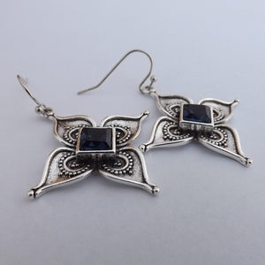 Blue & Silver Tone Drop Earrings