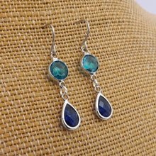 Load image into Gallery viewer, Blue &amp; Silver Tone Handmade Drop Earrings
