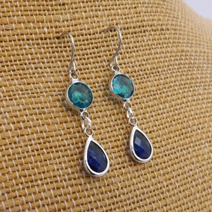 Blue & Silver Tone Handmade Drop Earrings