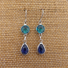 Load image into Gallery viewer, Blue &amp; Silver Tone Handmade Drop Earrings
