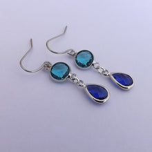 Load image into Gallery viewer, Blue &amp; Silver Tone Handmade Drop Earrings
