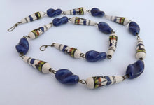 Load image into Gallery viewer, Blue &amp; White Ceramic Chain Link Bead Necklace
