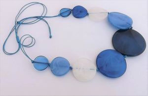 Blue & White Clear Chunky Acrylic Bead Necklace