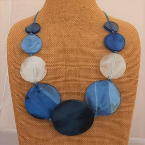 Blue & White Clear Chunky Acrylic Bead Necklace