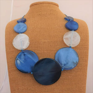 Blue & White Clear Chunky Acrylic Bead Necklace