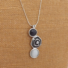 Load image into Gallery viewer, Blue, White &amp; Silver Pendant Necklace on Long Chain
