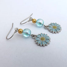 Load image into Gallery viewer, Blue &amp; Yellow Handmade Daisy Drop Earrings
