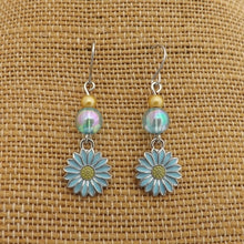 Load image into Gallery viewer, Blue &amp; Yellow Handmade Daisy Drop Earrings
