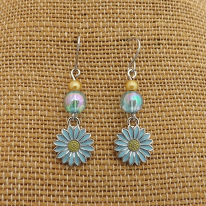 Blue & Yellow Handmade Daisy Drop Earrings