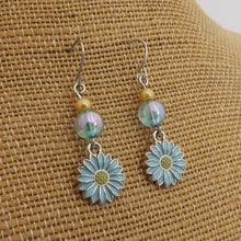 Load image into Gallery viewer, Blue &amp; Yellow Handmade Daisy Drop Earrings
