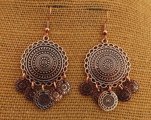 Bright Rose Gold Tone Chandalier Drop Earrings