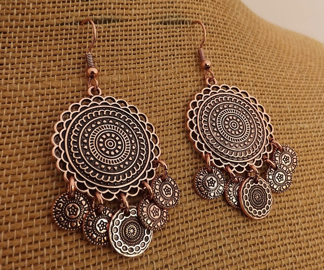 Bright Rose Gold Tone Chandalier Drop Earrings