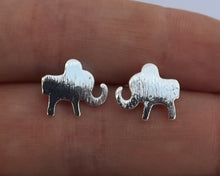 Load image into Gallery viewer, Bright Silver Tone Elephant Stud Earrings
