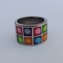 Load image into Gallery viewer, Brightly Coloured Stainless Steel Ring (size 9)
