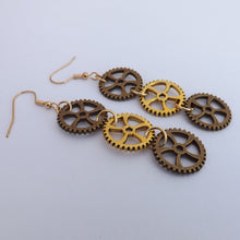 Load image into Gallery viewer, Bronze &amp; Gold Tone Steampunk Drop Earrings
