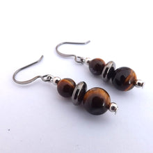Load image into Gallery viewer, Brown Cats Eye Handmade Bead Earrings
